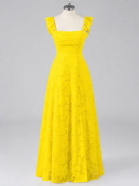 Jacquard Square Neck A-Line Maxi Dress