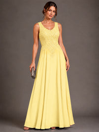 A-line 2 Pieces Chiffon Appliques Mother of The Bride Dresses with Jackets
