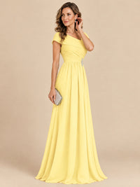 Cap Sleeve Mother of The Bride Dresses Long Chiffon Formal Gowns