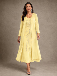 Sequin Chiffon Mother of the Bride Dress with Jacket