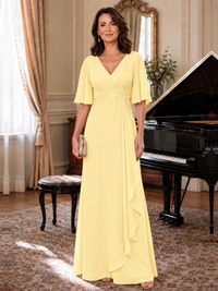 V-Neck Chiffon Lace Mother of the Bride Dresses