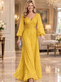 Sparkle Sequin Mother of The Bride Dresses with Long Sleeves
