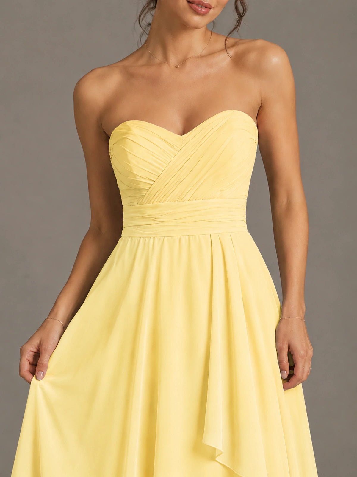 Strapless Ruffle A-Line Maxi Dress
