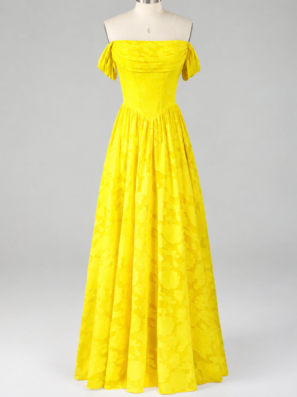 Off Shoulder Jacquard A-Line Maxi Dress