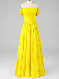 Off Shoulder Jacquard A-Line Maxi Dress