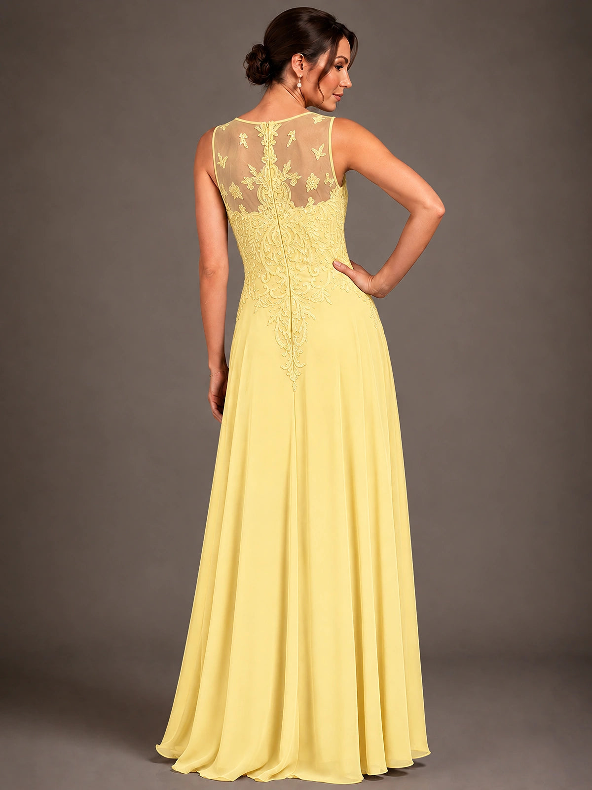 A-line 2 Pieces Chiffon Appliques Mother of The Bride Dresses with Jackets