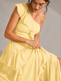 Sage Green One Shoulder Ruffle Bridesmaid Dress