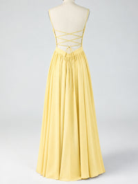 Spaghetti Strap Ruched Chiffon Maxi Dress with Backless