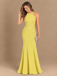 Halter Neckline Lace Appliques Mother of The Bride Dresses