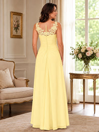 Elegant Chiffon Mother of the Bride Dress with Lace Applique and Cape Sleeves