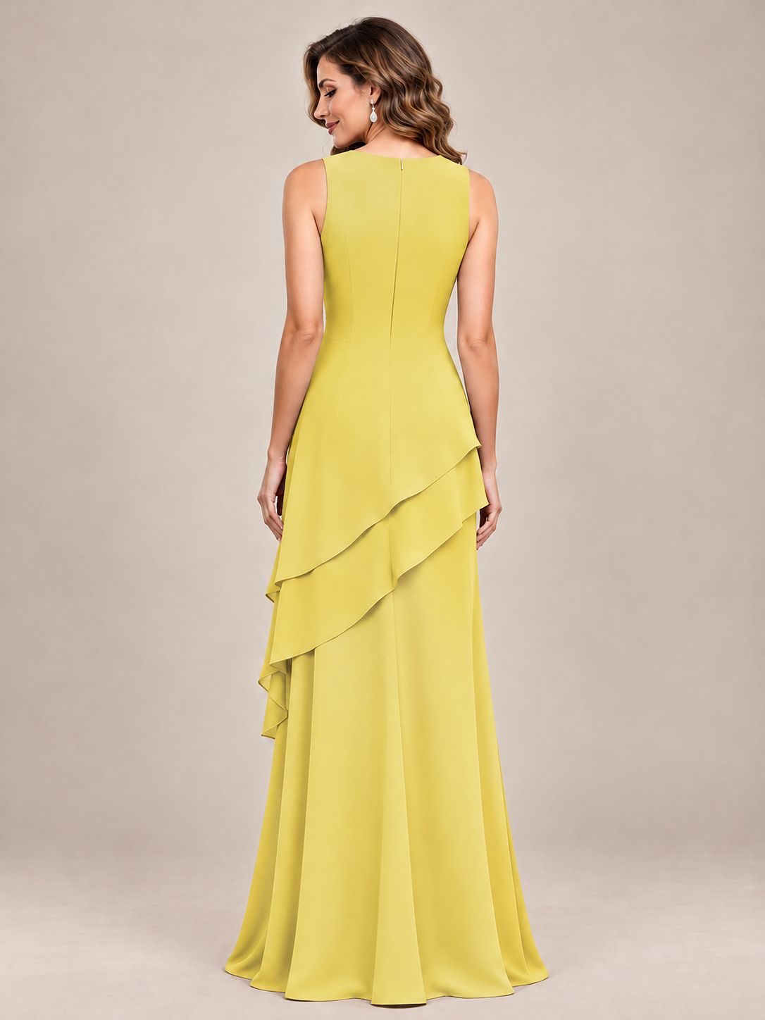 Dusty Blue Two-Piece Chiffon Mother of the Bride Dress with Jacket