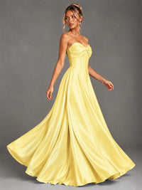 Sweetheart Neck Strapless Satin A-Line Prom Dress