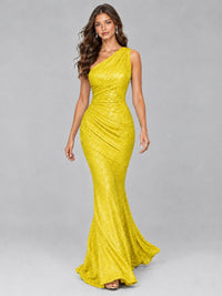 Sequin Mermaid One Shoulder Prom Dress Long formal Gown