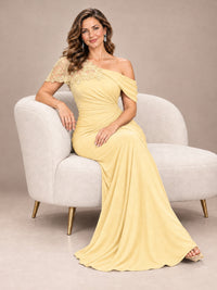 One Shoulder Chiffon Mother of The Bride Dress