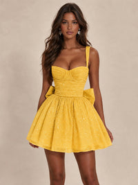 Sweetheart Glitter Tulle Puffy Mini Dress with Bow