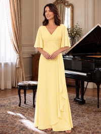 V-Neck Chiffon Lace Mother of the Bride Dresses