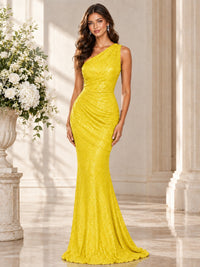 Sequin Mermaid One Shoulder Prom Dress Long formal Gown