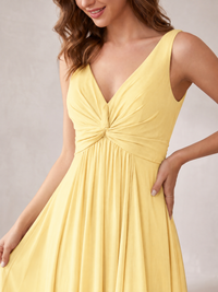 V-Neck High-Low Chiffon Bridesmaid Dress with Ruffles