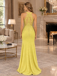 Halter Neckline Lace Appliques Mother of The Bride Dresses