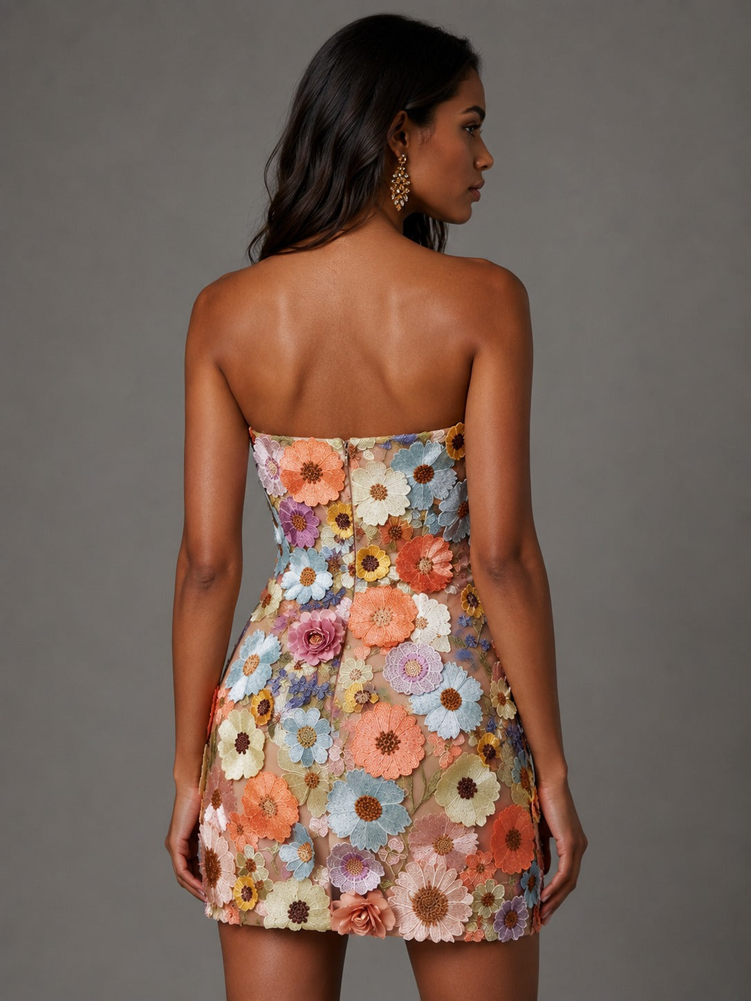 back view of Jovellee floral bodycon mini dress