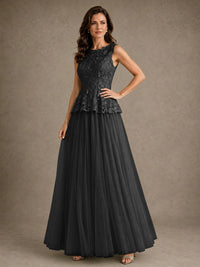 A-Line Chiffon Mother of the Bride Dress with Lace Appliques