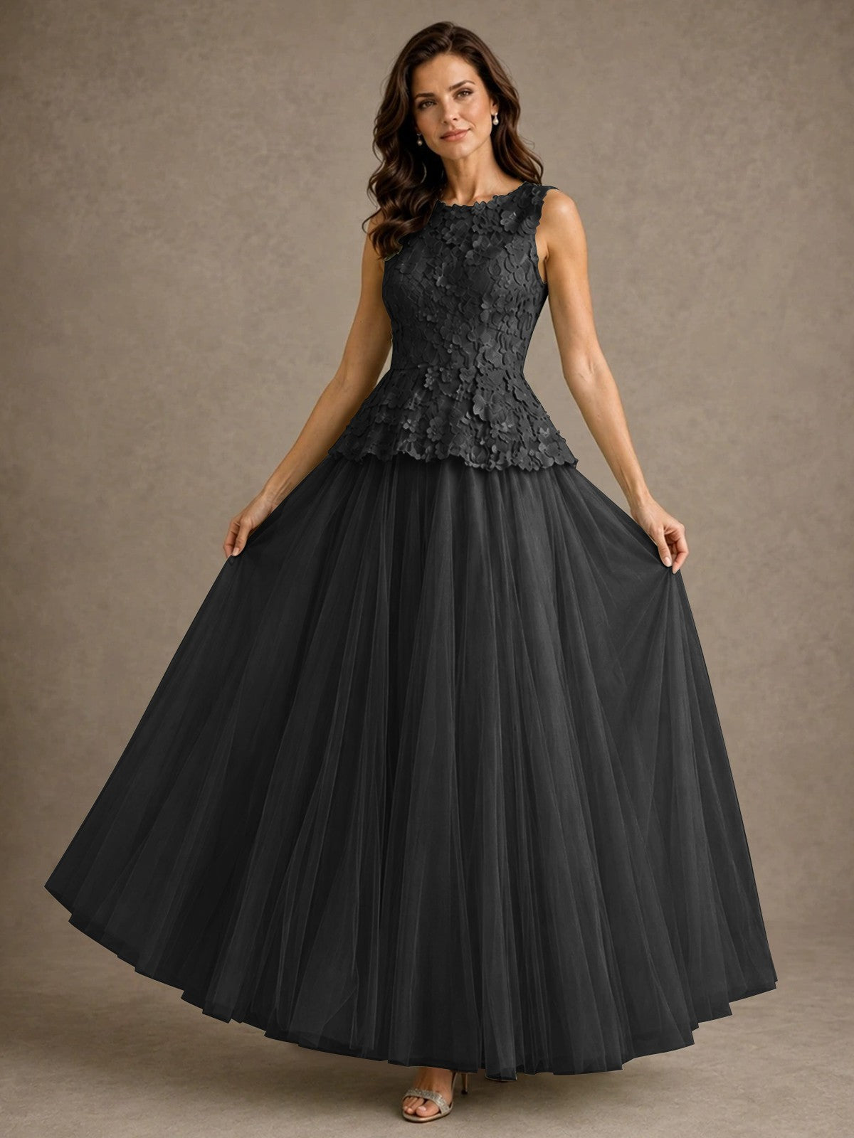 A-Line Chiffon Mother of the Bride Dress with Lace Appliques