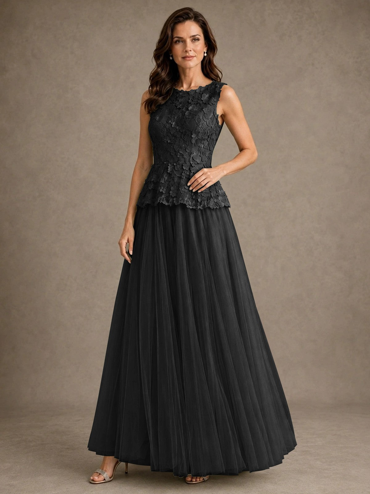 A-Line Chiffon Mother of the Bride Dress with Lace Appliques