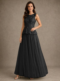 A-Line Chiffon Mother of the Bride Dress with Lace Appliques