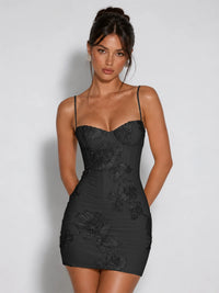 3D Floral Embellished Corset Homecoming Mini Dress