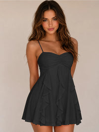 Spaghetti Straps Ruched Sweetheart Short Homecoming Dresses