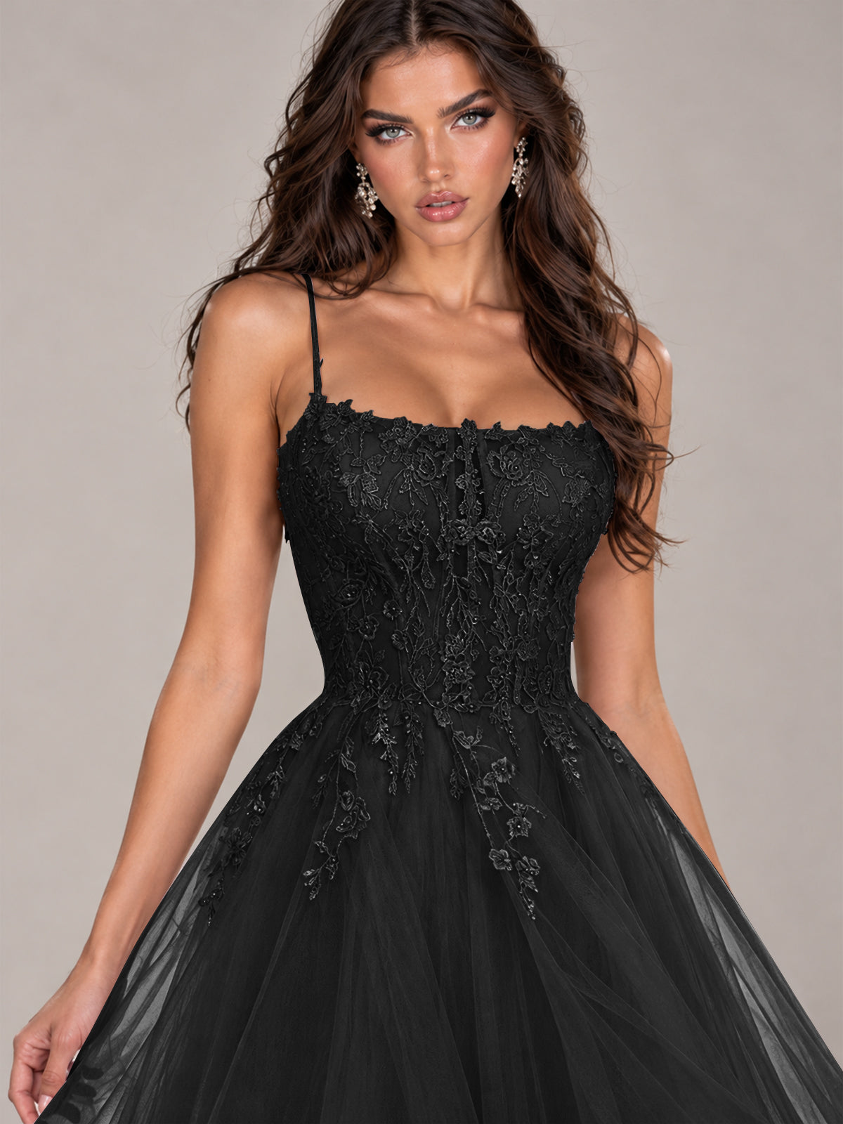 Lace Corset Ball Gown Prom Dress with Cascading Tulle Ruffles
