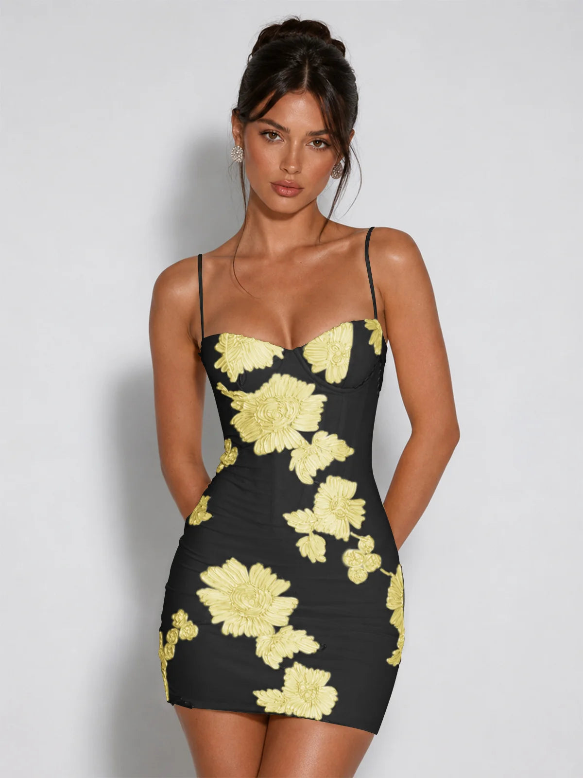 3D Floral Embellished Corset Homecoming Mini Dress