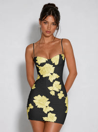 3D Floral Embellished Corset Homecoming Mini Dress