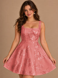 3D Floral A-Line Homecoming Dress with Pockets