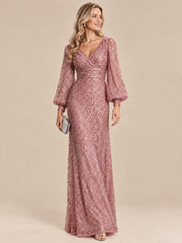 Mermaid Sparkle Sequin Mother of The Bride Dresses with Long Sleeves
