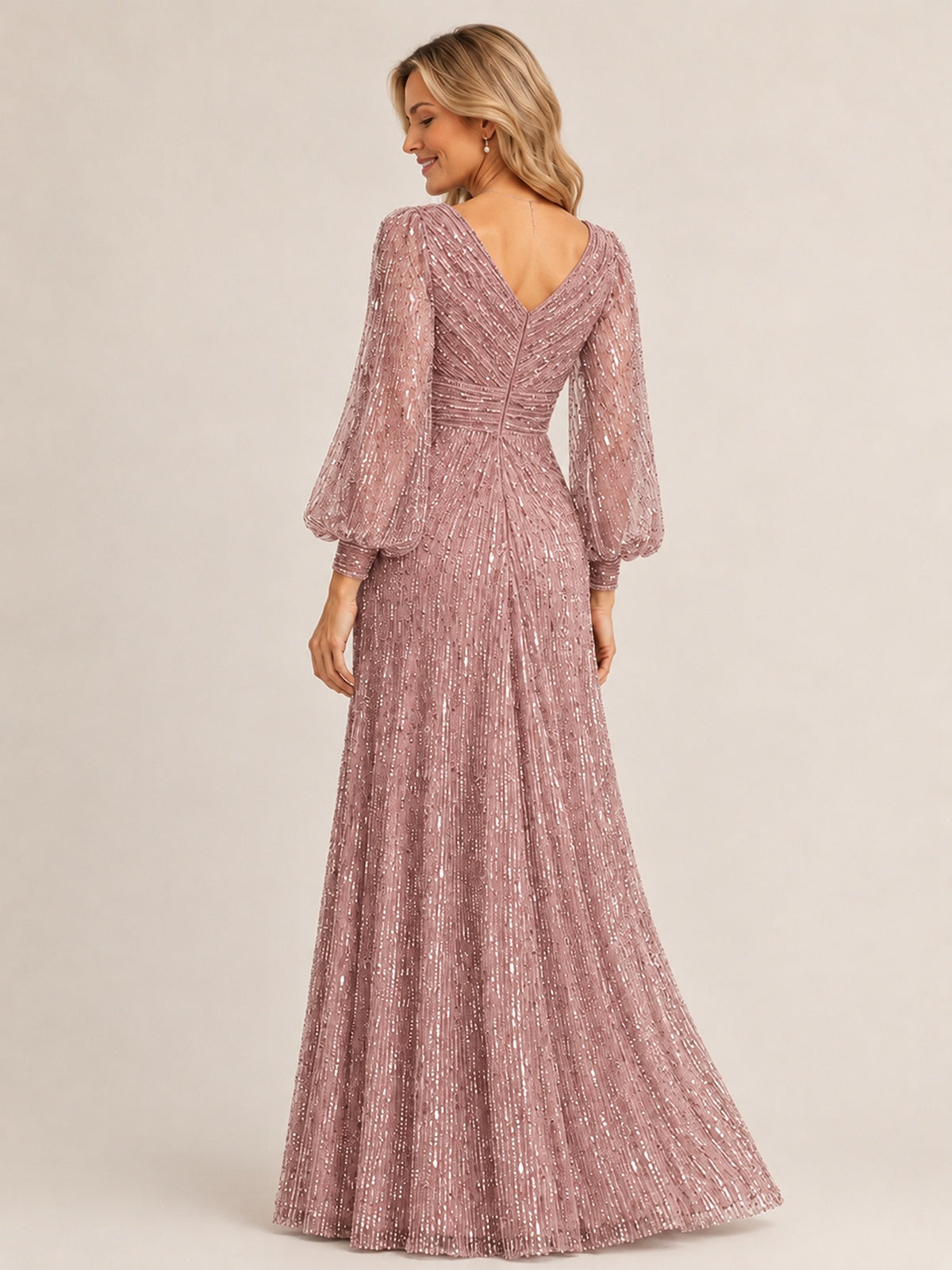 Mermaid Sparkle Sequin Mother of The Bride Dresses with Long Sleeves