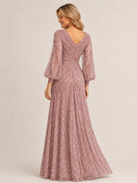 Mermaid Sparkle Sequin Mother of The Bride Dresses with Long Sleeves