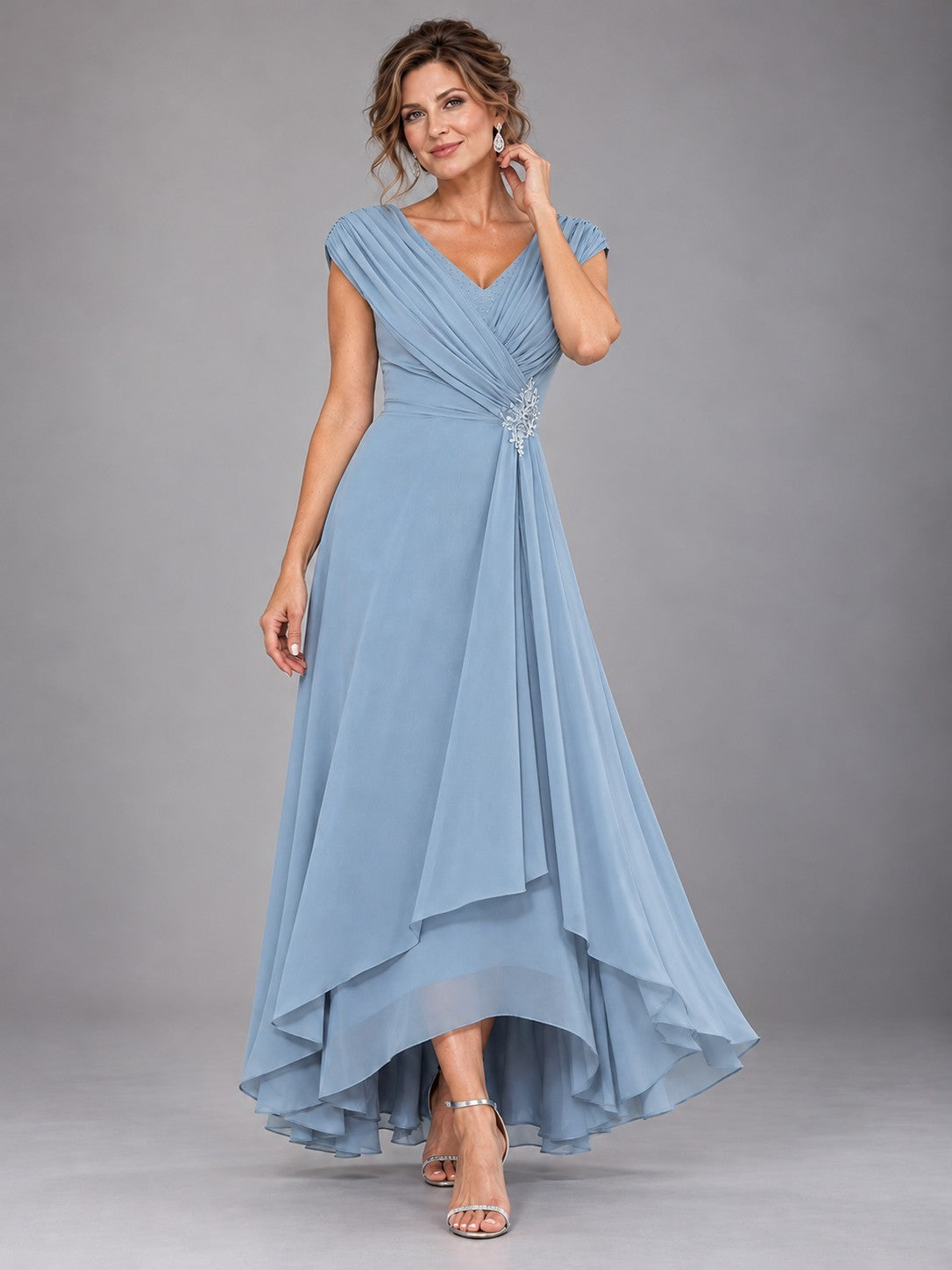 Cap Sleeve Chiffon A-Line Mother of the Bride Dress