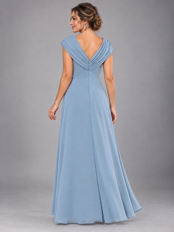Cap Sleeve Chiffon A-Line Mother of the Bride Dress