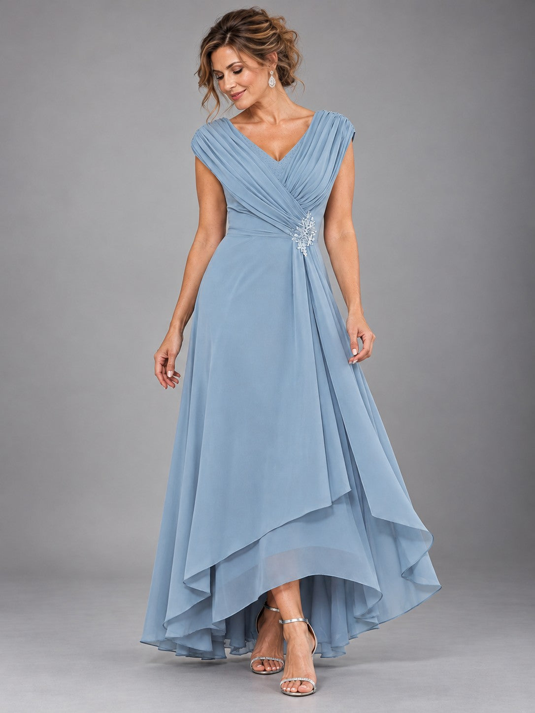 Cap Sleeve Chiffon A-Line Mother of the Bride Dress