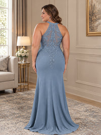 Halter Neckline Lace Appliques Mother of The Bride Dresses