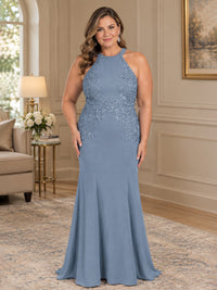 Halter Neckline Lace Appliques Mother of The Bride Dresses