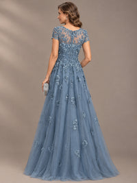 Lace Appliques A-line Mother of The Bride Dresses with Short Sleeves