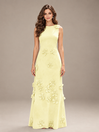 Light Blue 3D Floral Applique Sleeveless Maxi Dress