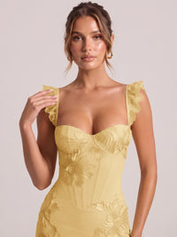 Sweetheart Floral Applique Corset Mermaid Prom Dress with High Slit
