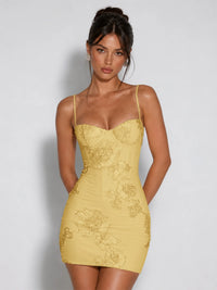 3D Floral Embellished Corset Homecoming Mini Dress