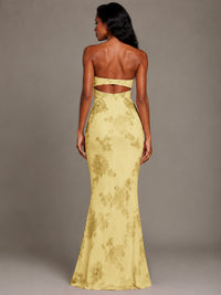Strapless Floral Applique Mermaid Prom Dress