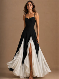 Two-Tone Chiffon Prom Dress with Slit