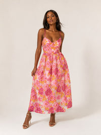 jovellee-pink-floral-jacquard-spaghetti-strap-midi-dress