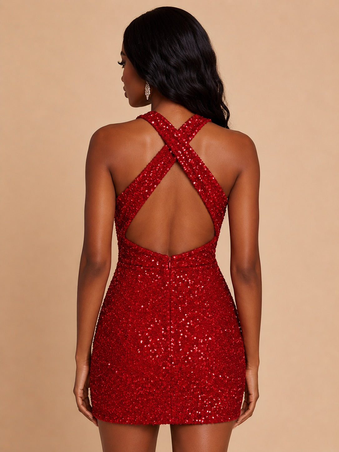 jovellee-red-sequin-cut-out-halter-mini-dress